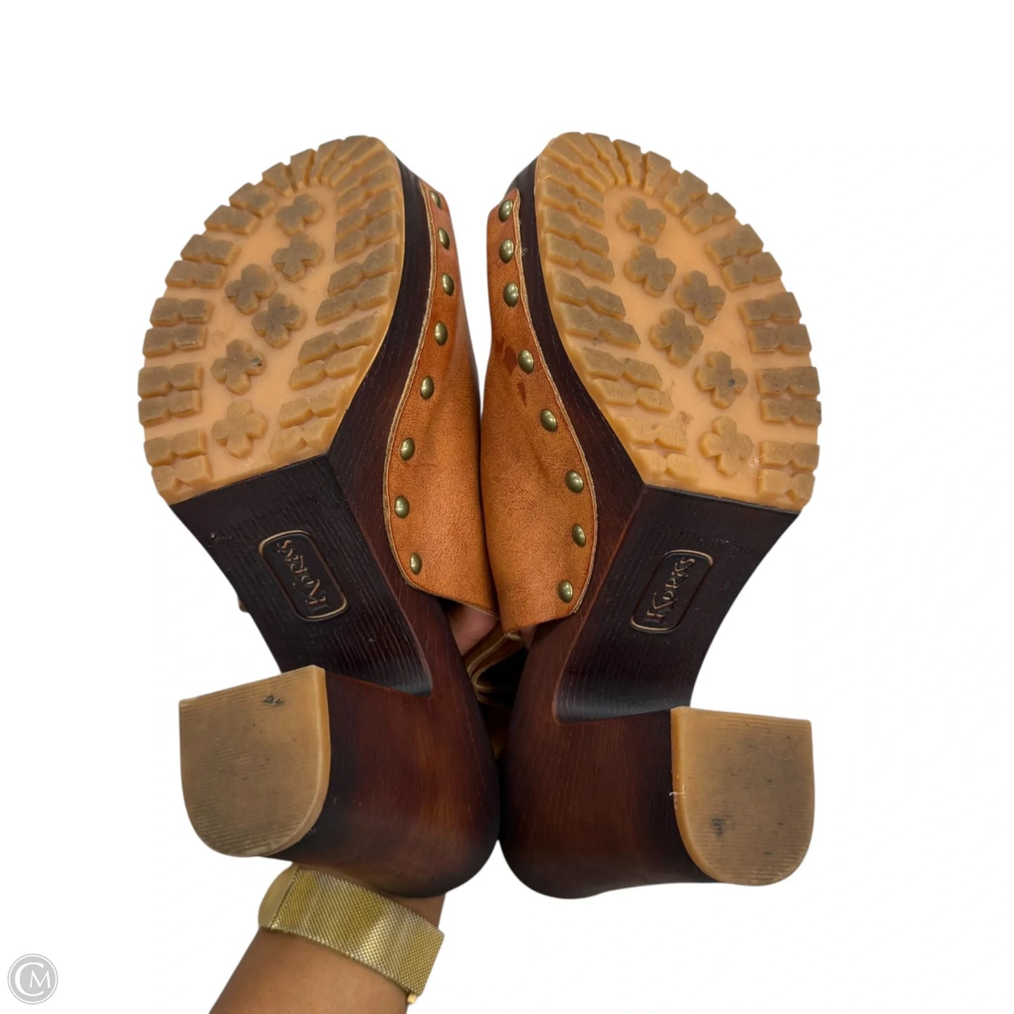 Sandals Heels Block By Korks In Tan, Size: 8