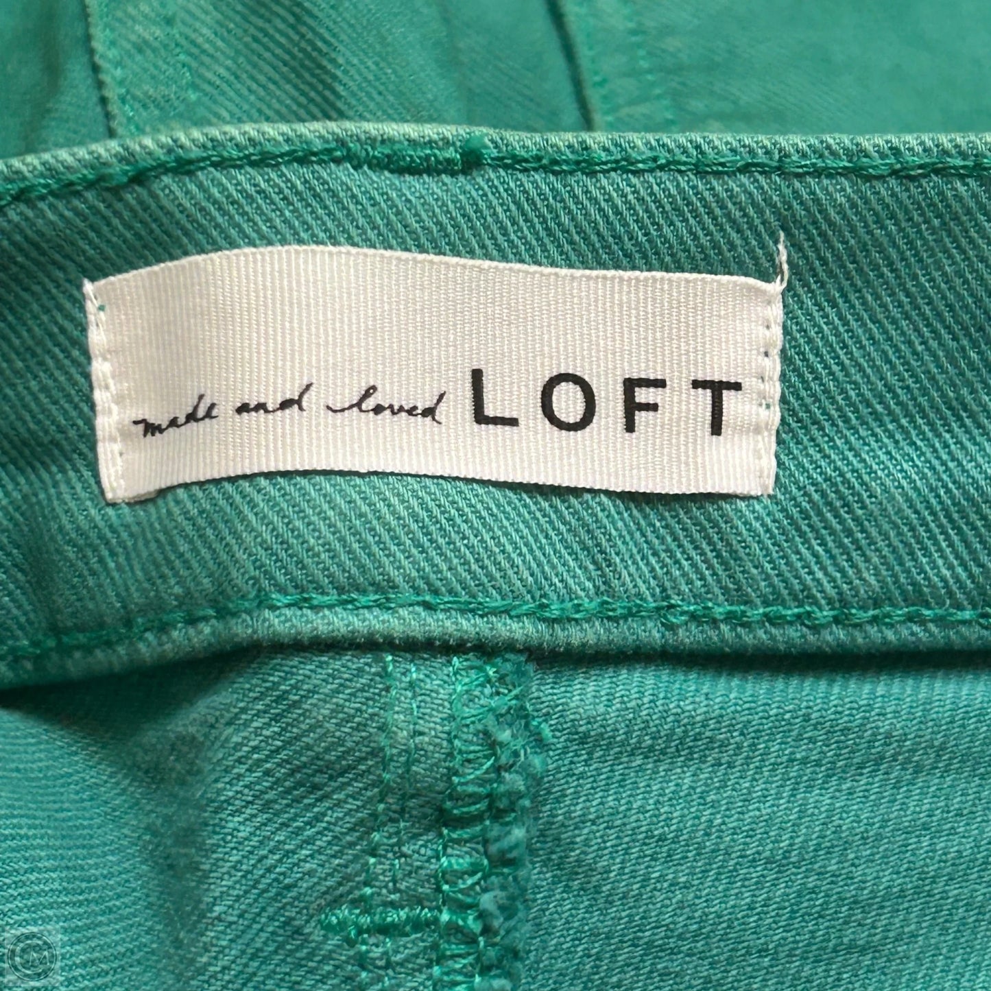 Jeans Cropped By Loft In Green Denim, Size: 10