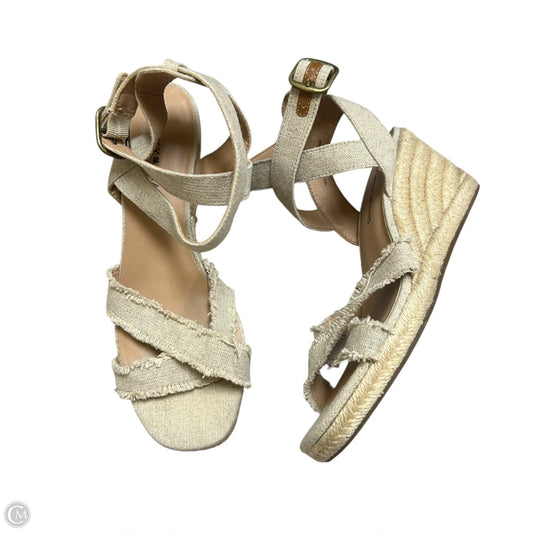 Sandals Heels Wedge By Lucky Brand In Tan, Size: 8.5