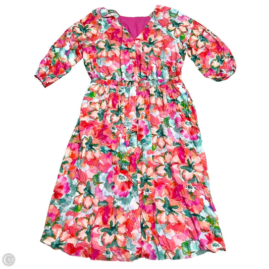 Dress Casual Maxi By Soft Surroundings In Green & Pink, Size: 3x