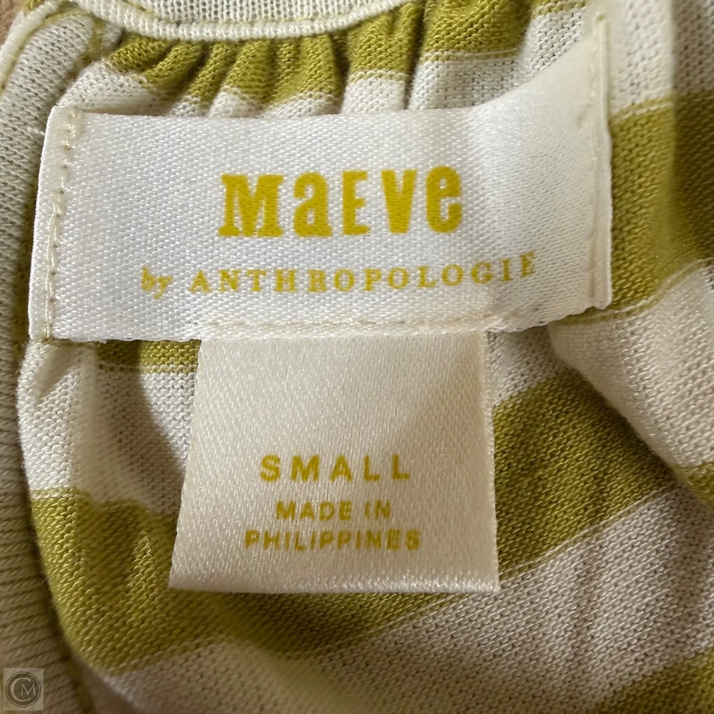 Top Short Sleeve By Maeve In Cream & Yellow, Size: S