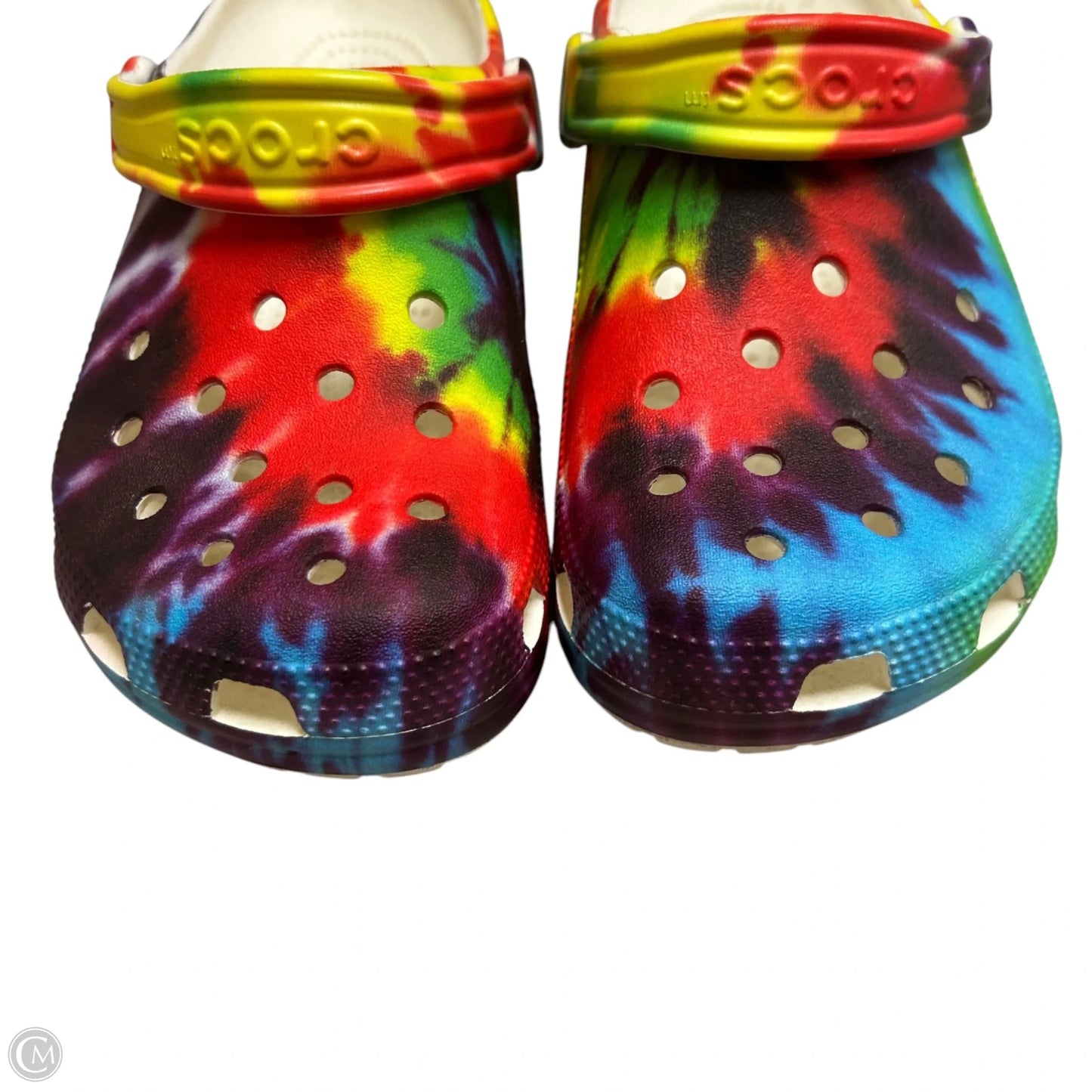 Shoes Flats By Crocs In Rainbow Print, Size: 7