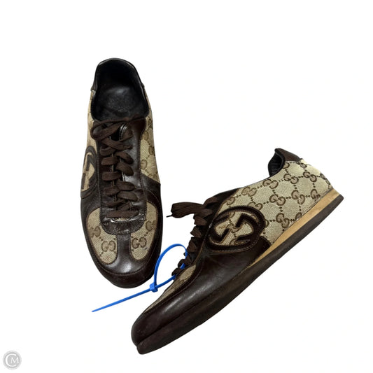 Shoes Luxury Designer By Gucci In Brown, Size: 6