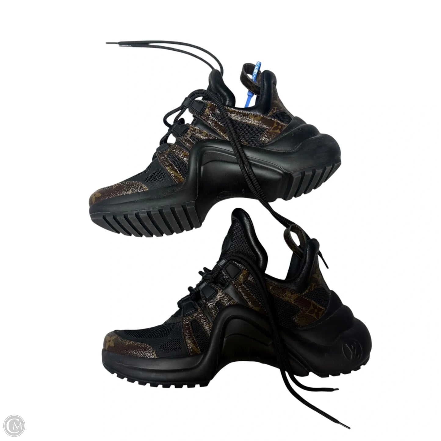 Shoes Luxury Designer By Louis Vuitton In Black & Brown, Size: 6.5