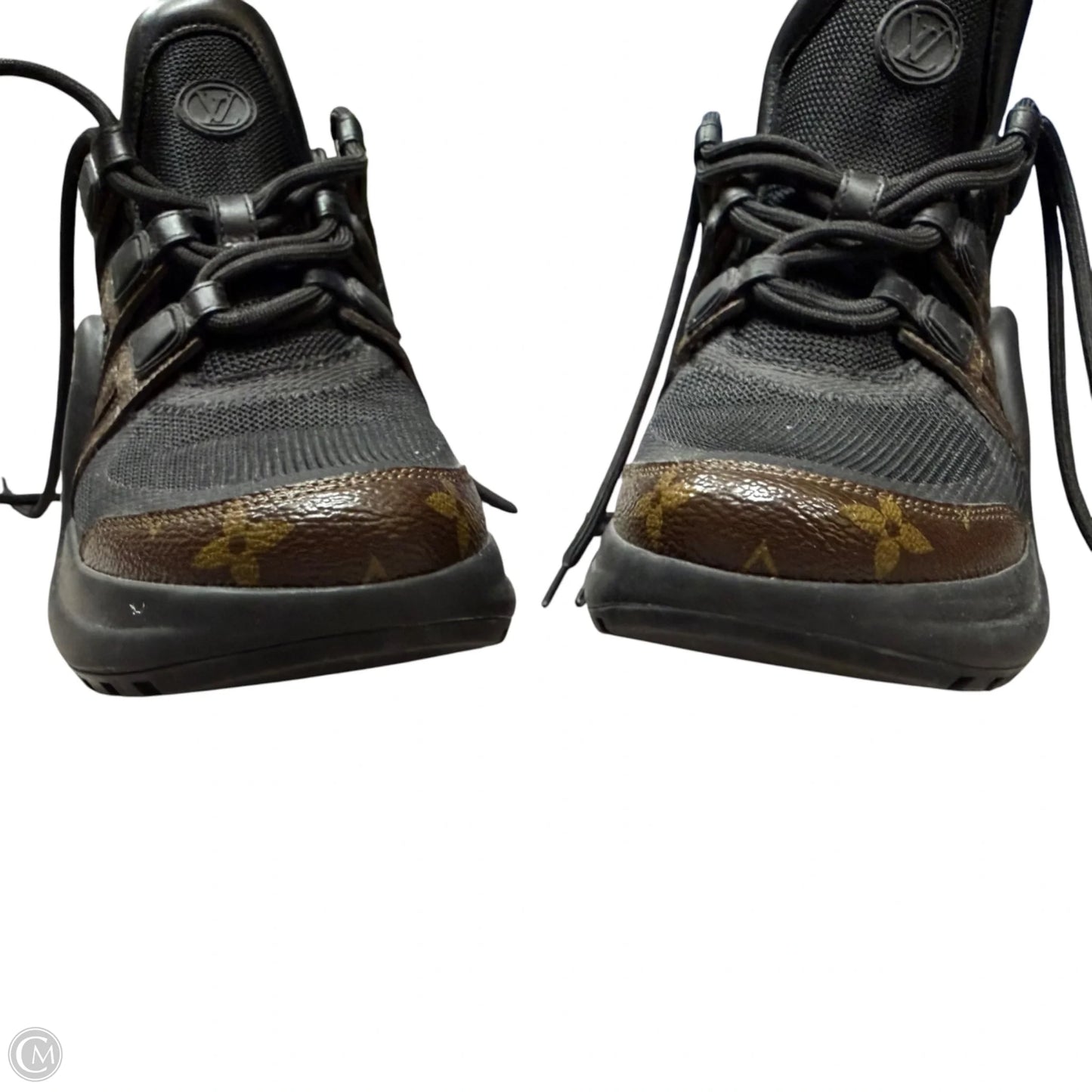 Shoes Luxury Designer By Louis Vuitton In Black & Brown, Size: 6.5