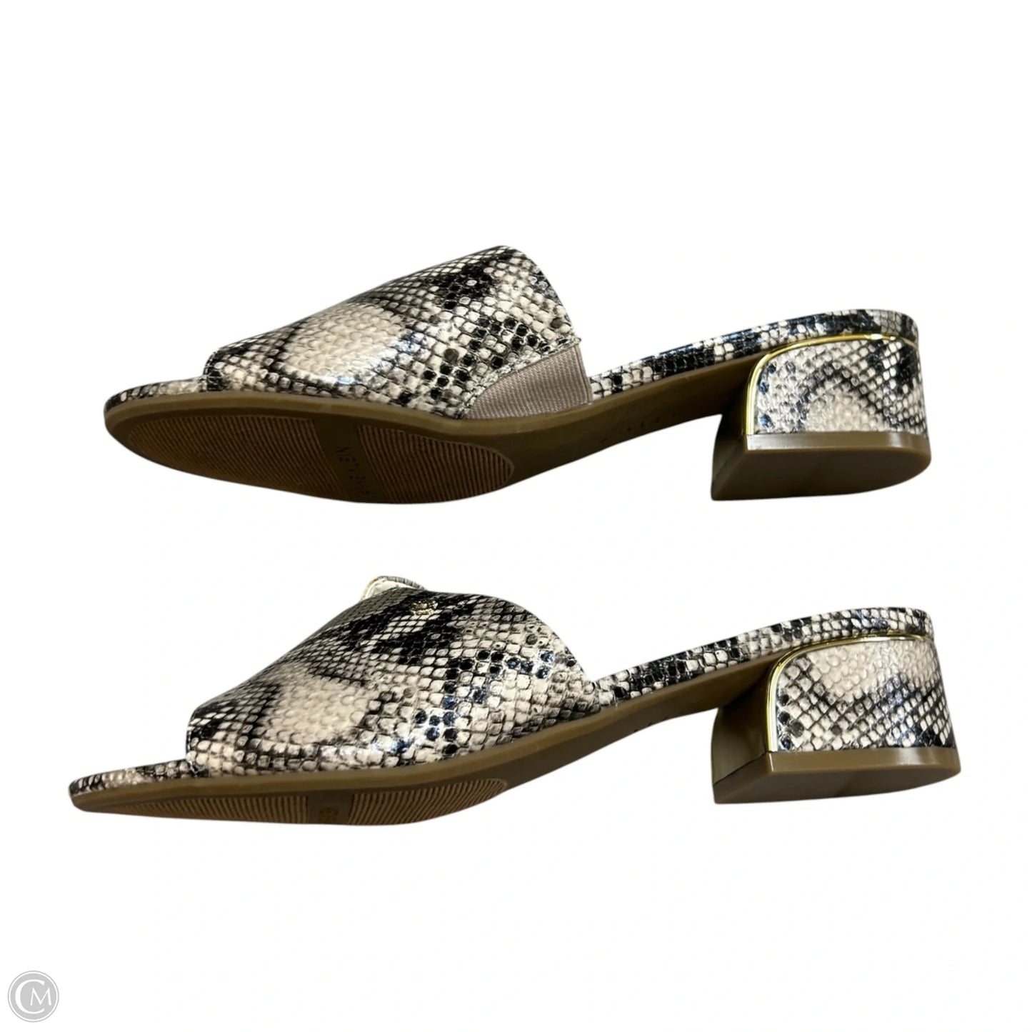Sandals Heels Block By Anne Klein In Snakeskin Print, Size: 7.5