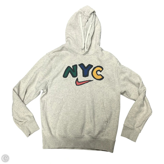 Athletic Sweatshirt Hoodie By Nike In Grey & Tan, Size: S