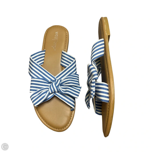 Sandals Flats By West Loop In Blue & White, Size: 5/6
