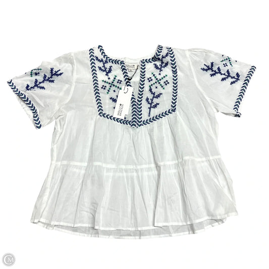Top Short Sleeve By Molly Bracken In Blue & White, Size: Xl