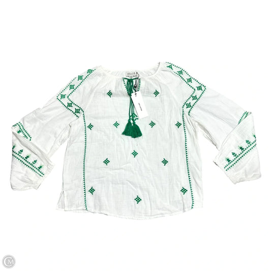 Top Long Sleeve By Molly Bracken In Green & White, Size: S