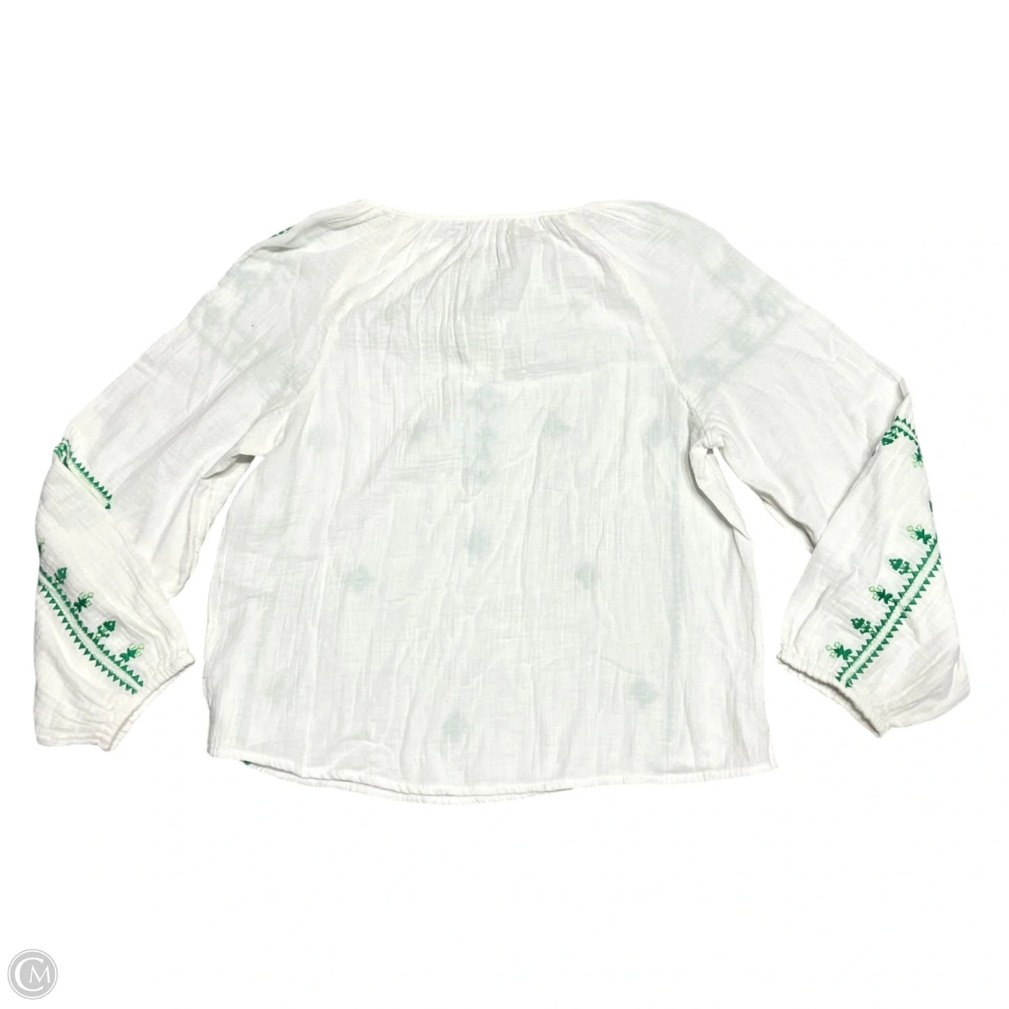 Top Long Sleeve By Molly Bracken In Green & White, Size: S