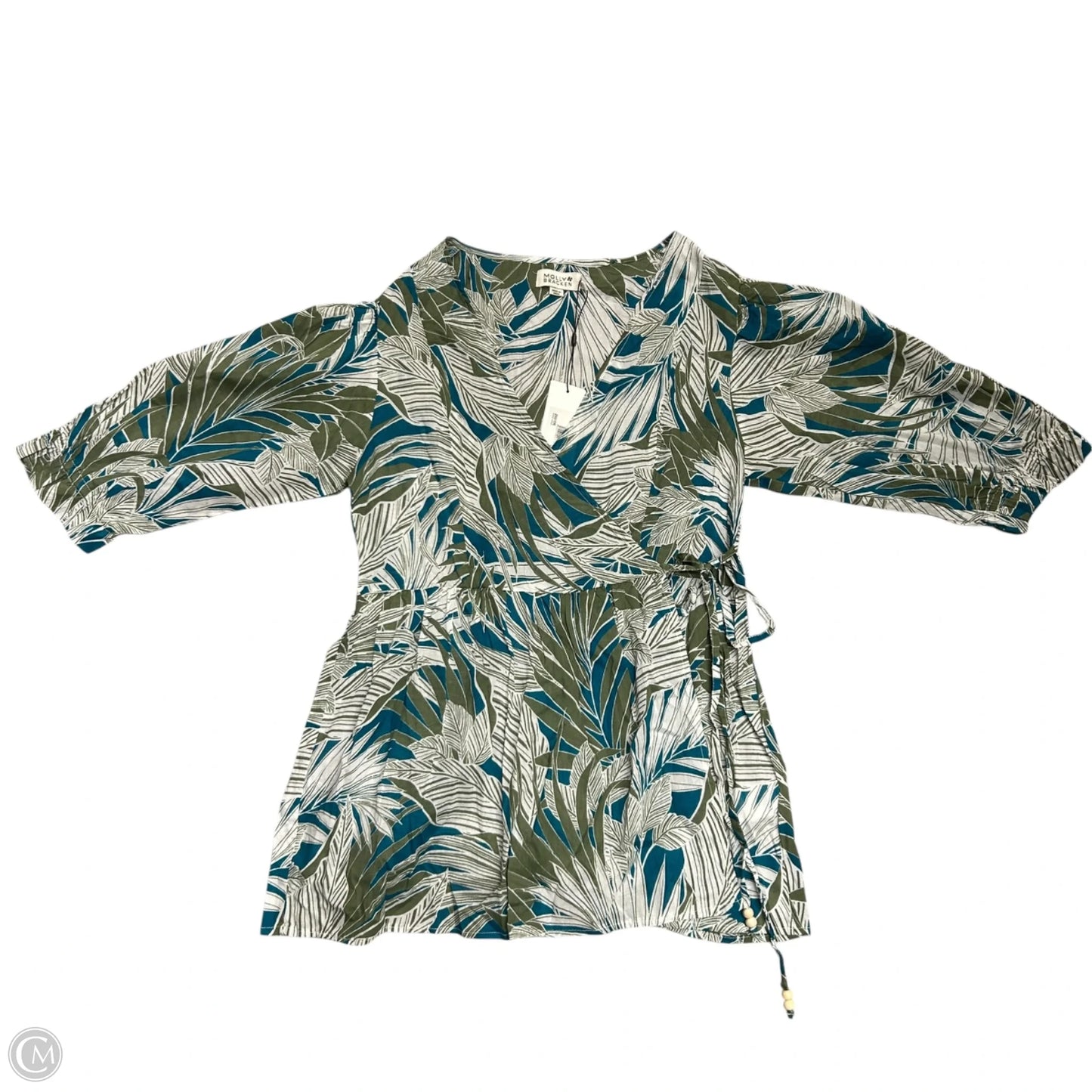 Top 3/4 Sleeve By Molly Bracken In Blue & Green, Size: L