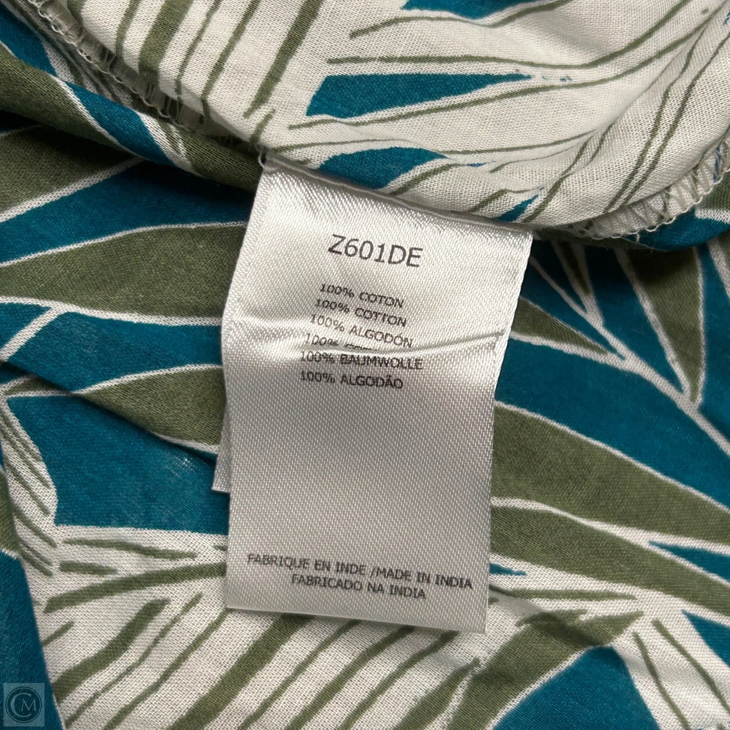 Top 3/4 Sleeve By Molly Bracken In Blue & Green, Size: S