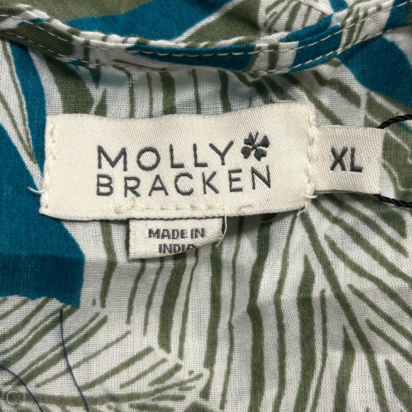 Top 3/4 Sleeve By Molly Bracken In Blue & Green, Size: Xl
