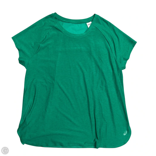 Athletic Top Short Sleeve By Asics In Green, Size: L