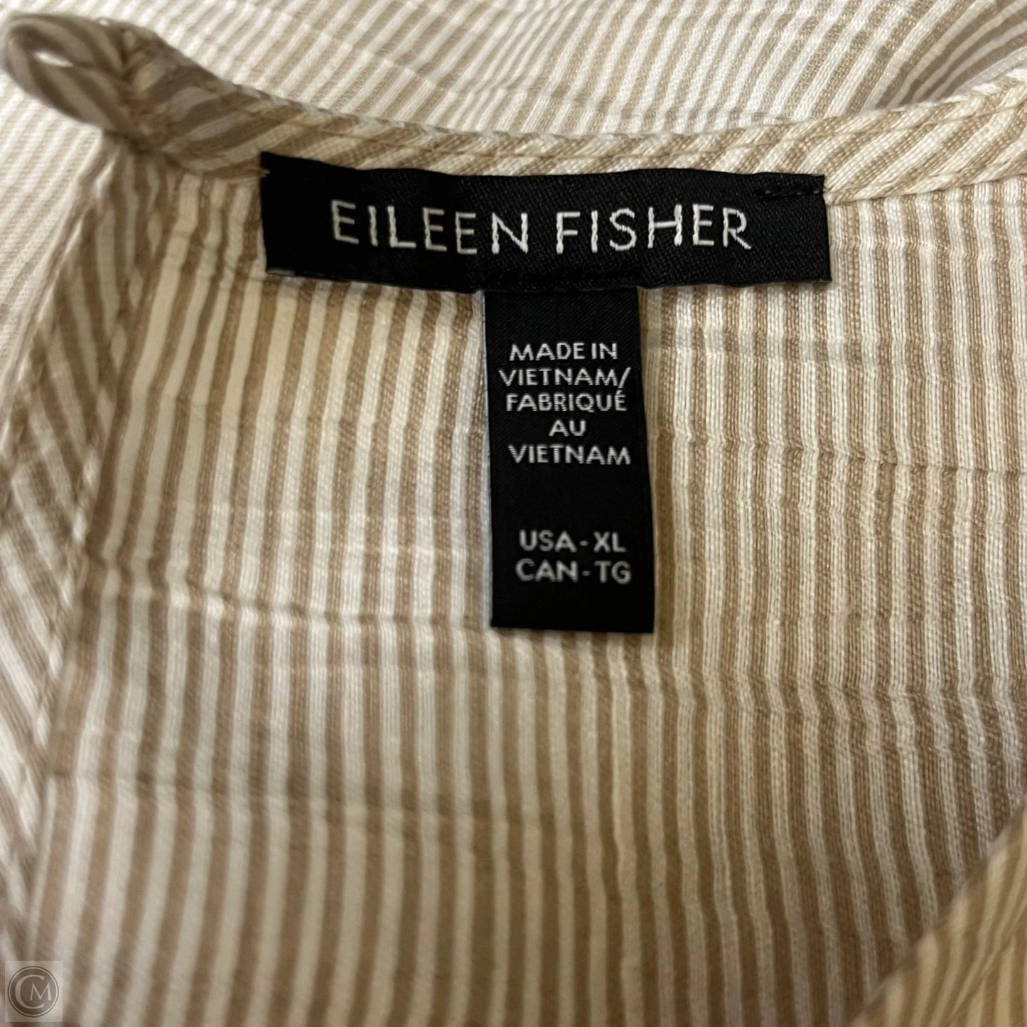 Top Sleeveless By Eileen Fisher In Tan & White, Size: Xl