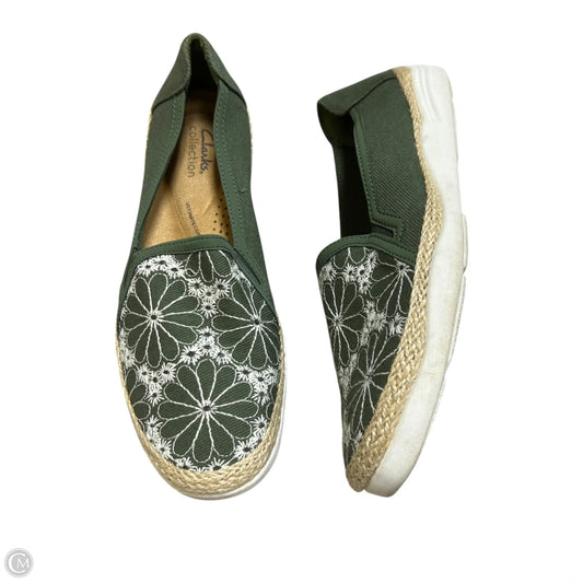 Shoes Flats By Clarks In Green & White, Size: 9