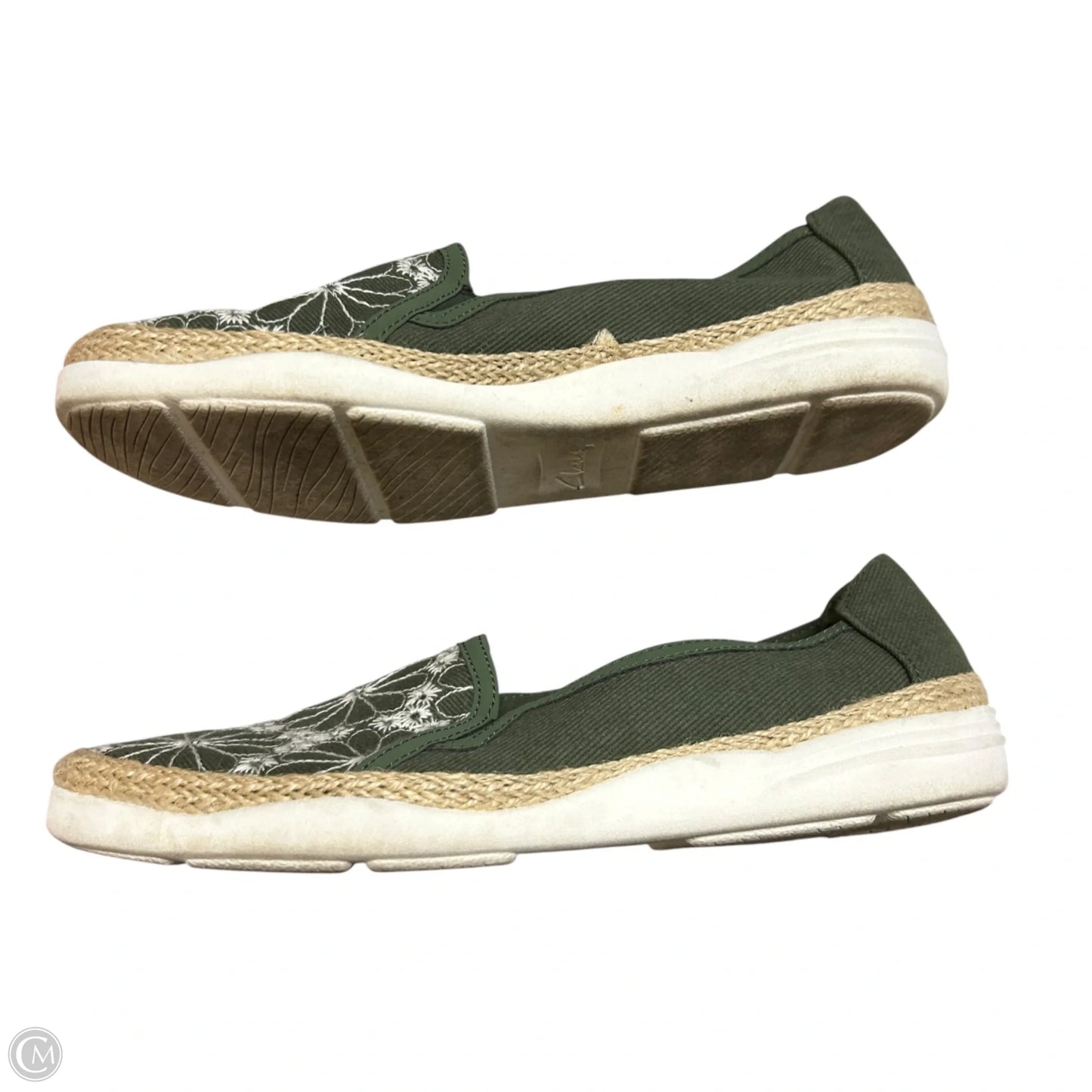 Shoes Flats By Clarks In Green & White, Size: 9