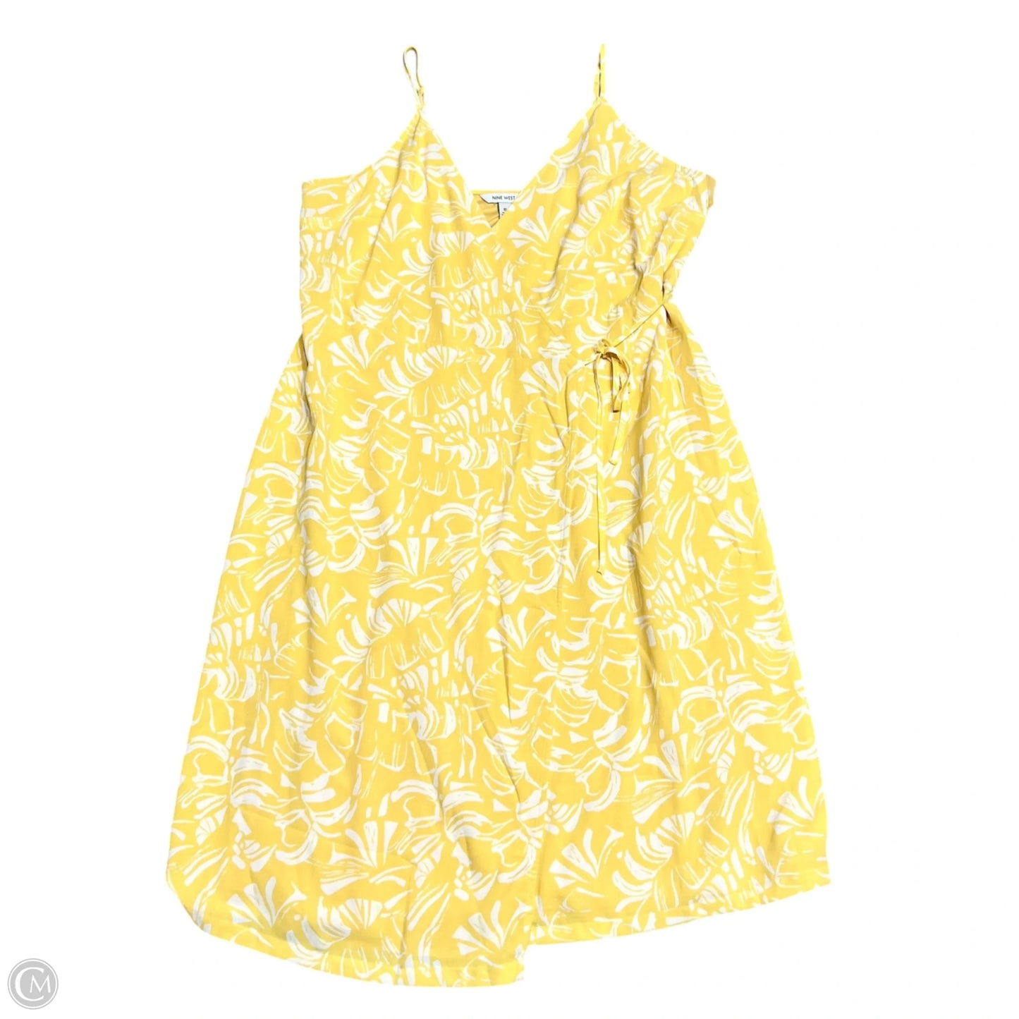 Dress Casual Midi By Nine West In White & Yellow, Size: Xl