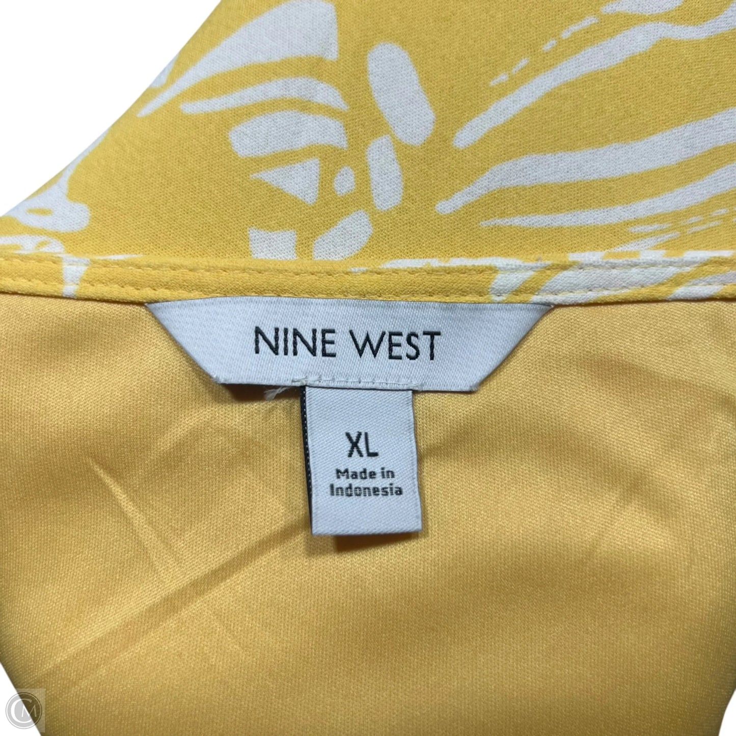 Dress Casual Midi By Nine West In White & Yellow, Size: Xl