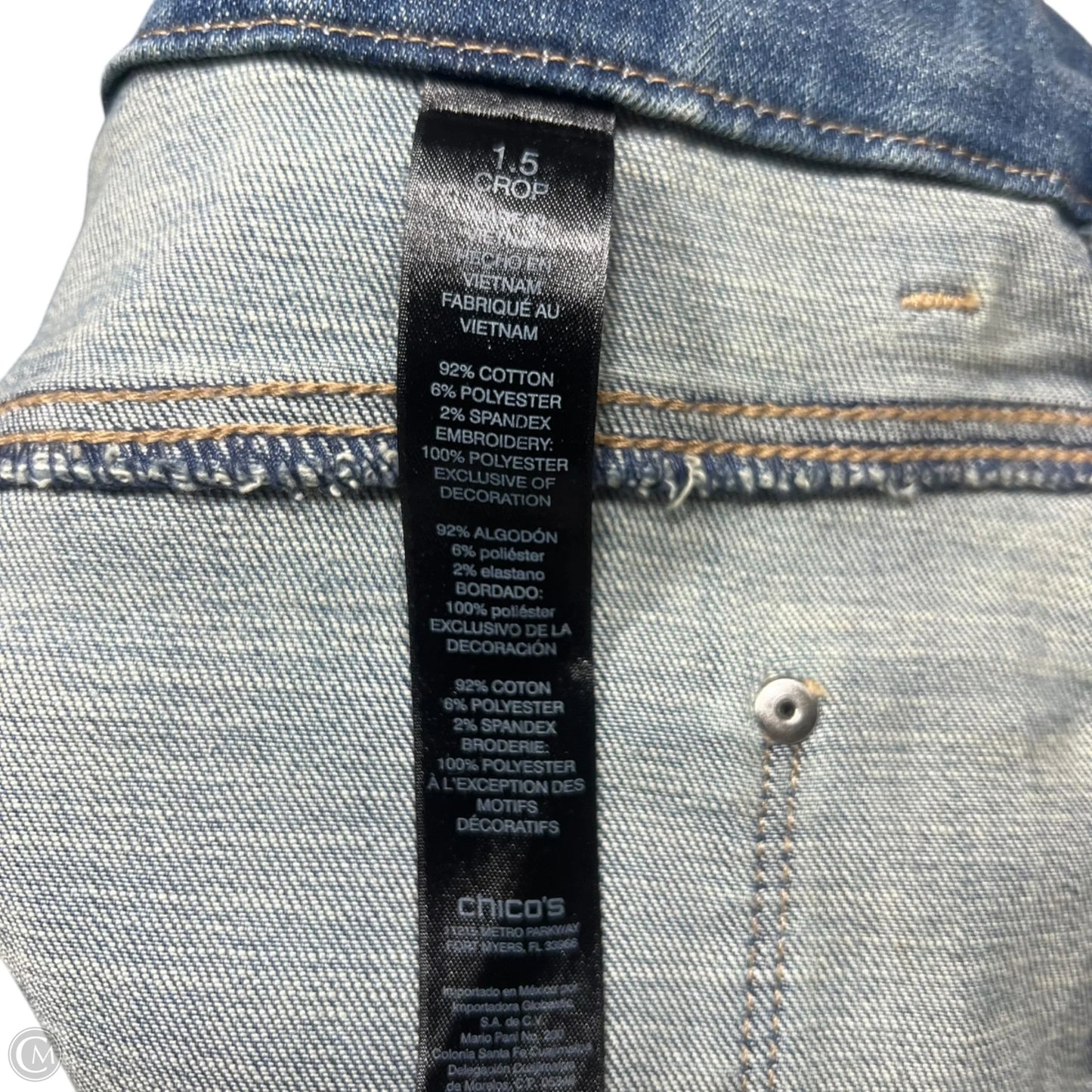 Jeans Cropped By Chicos In Blue Denim, Size: 10