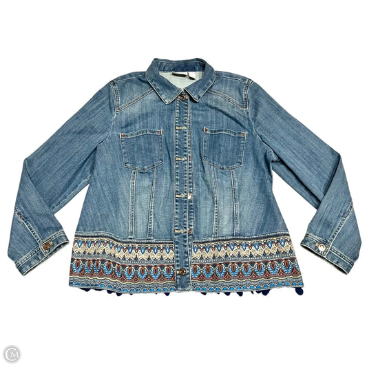 Jacket Denim By Chicos In Blue Denim, Size: Xl