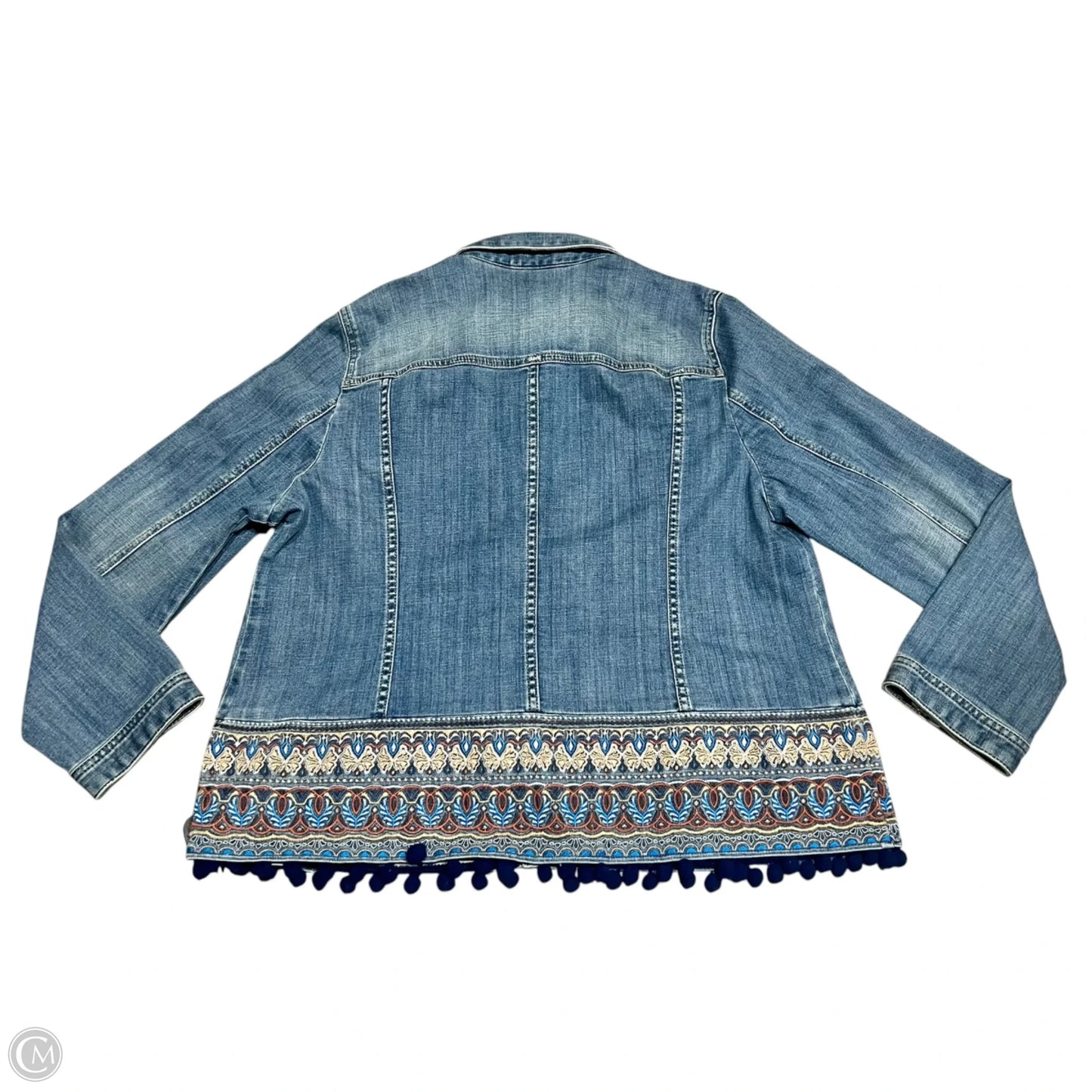 Jacket Denim By Chicos In Blue Denim, Size: Xl