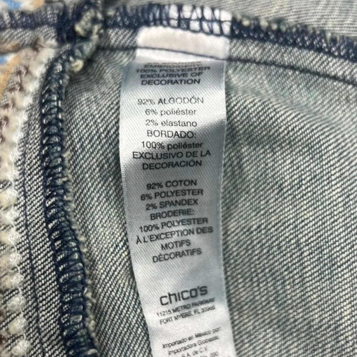 Jacket Denim By Chicos In Blue Denim, Size: Xl