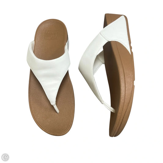 Sandals Heels Wedge By Fitflop In Tan & White, Size: 9