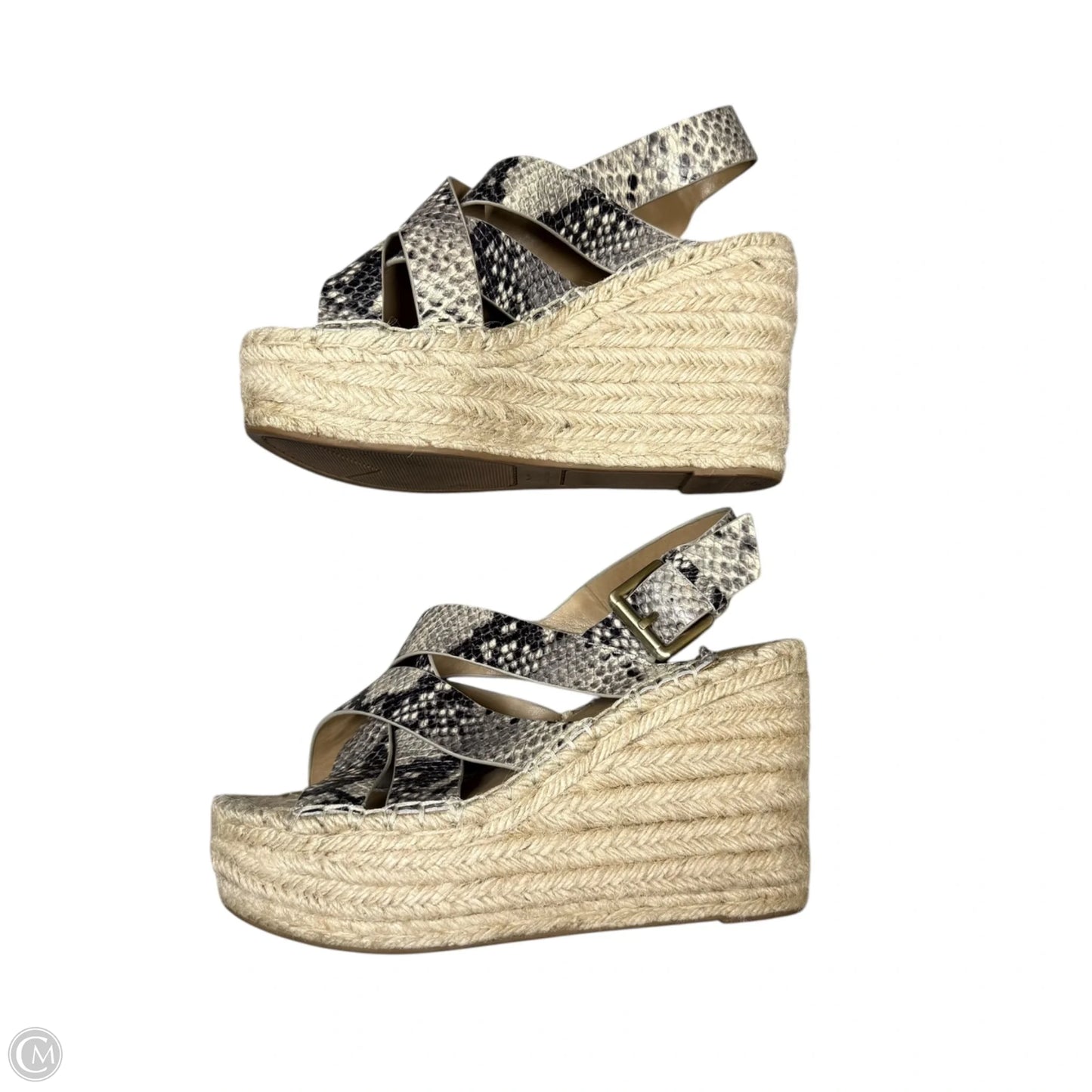 Sandals Heels Wedge By Marc Fisher In Snakeskin Print, Size: 6
