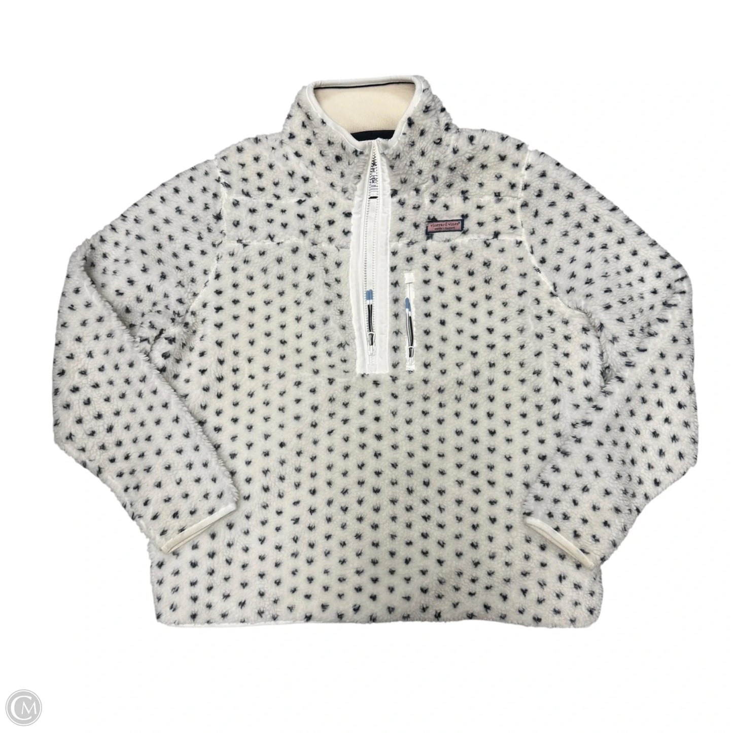 Sweatshirt Collar By Vineyard Vines In Blue & Cream, Size: L