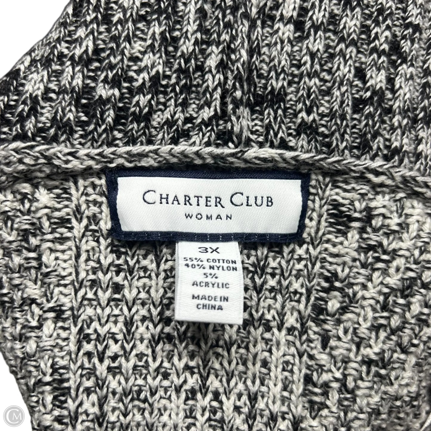 Sweater Cardigan By Charter Club In Black & White, Size: 3x