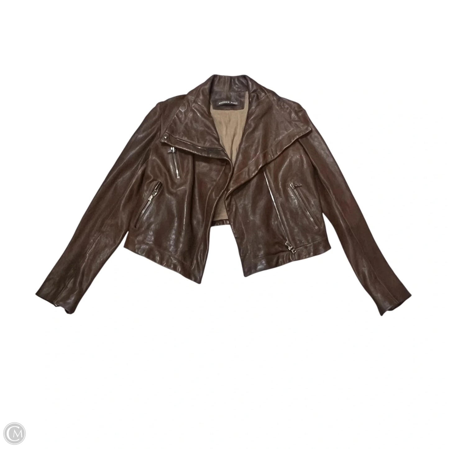 Jacket Leather By Andrew Marc In Brown, Size: L