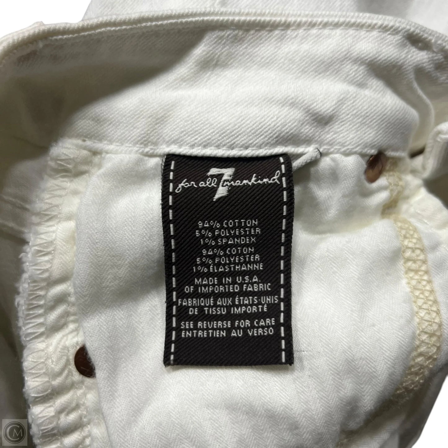 Jeans Skinny By 7 For All Mankind In Cream Denim, Size: 0