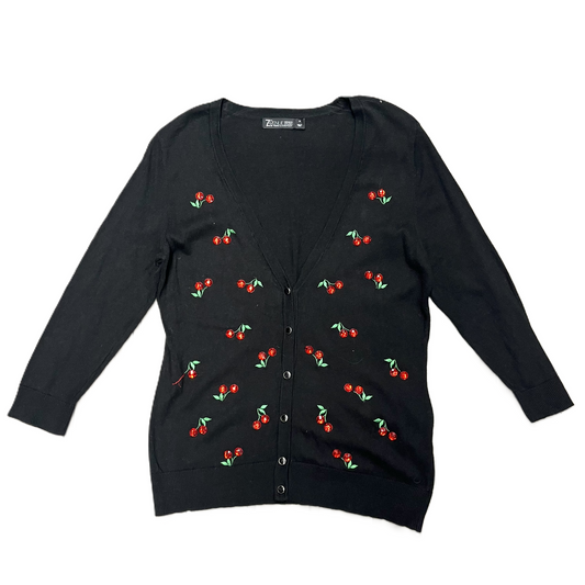 Sweater Cardigan By New York And Co In Black & Red, Size: M