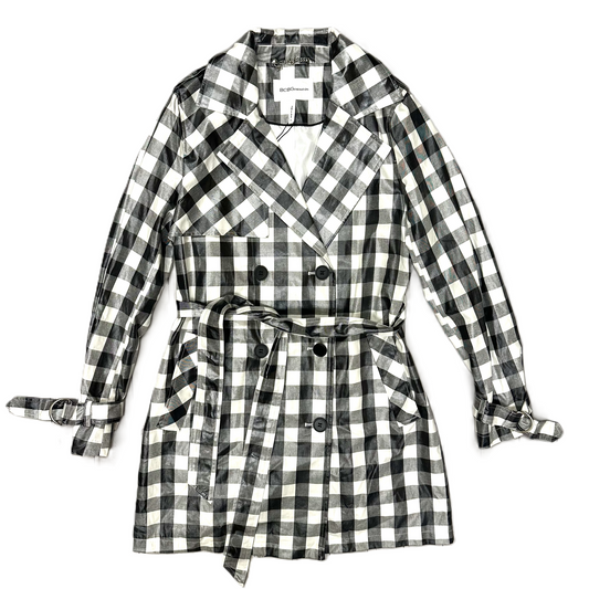 Coat Trench Coat By Bcbgeneration In Plaid Pattern, Size: S