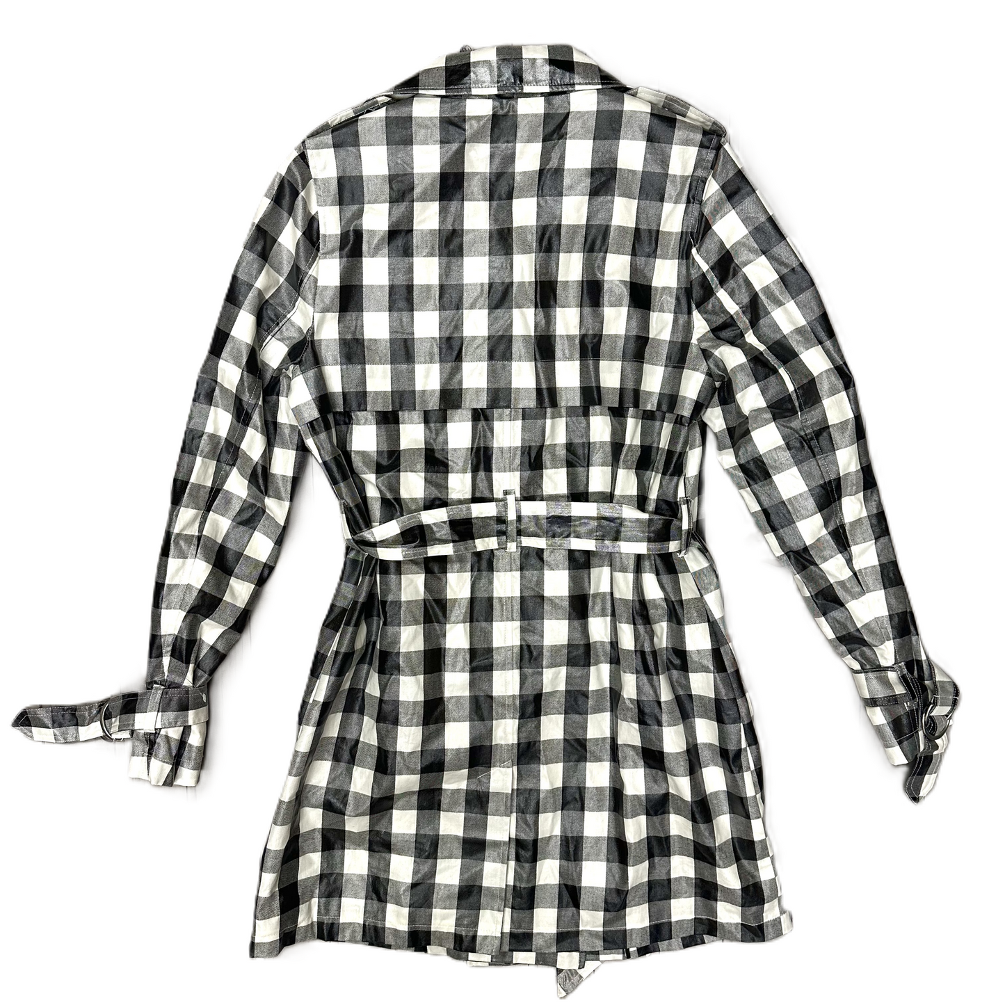 Coat Trench Coat By Bcbgeneration In Plaid Pattern, Size: S