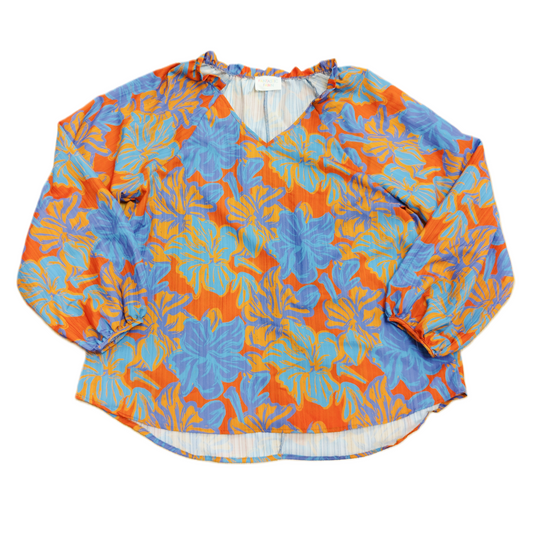 Multi-colored Blouse Long Sleeve By Fantastic Fawn, Size: L