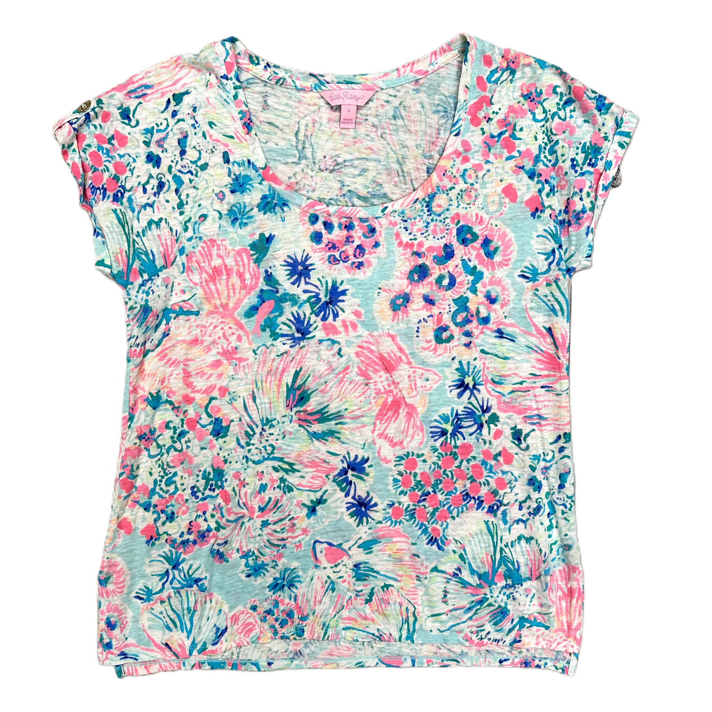 Top Short Sleeve Designer By Lilly Pulitzer In Multi-colored, Size: S