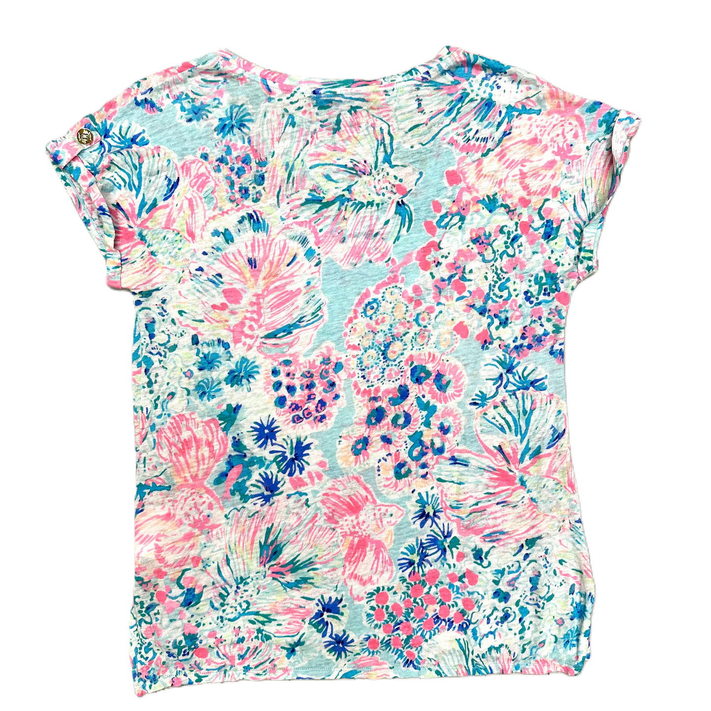 Top Short Sleeve Designer By Lilly Pulitzer In Multi-colored, Size: S