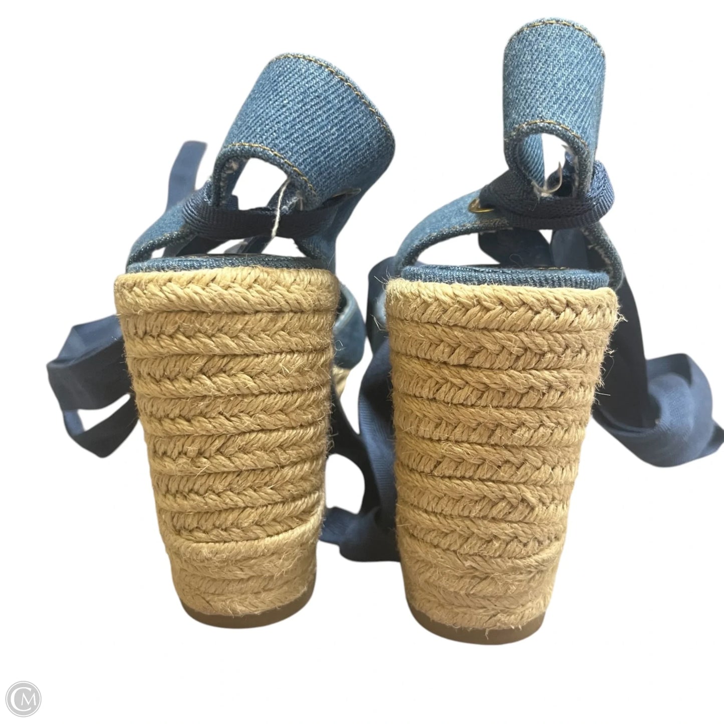 Shoes Heels Wedge By Zara In Blue & Tan, Size: 5.5