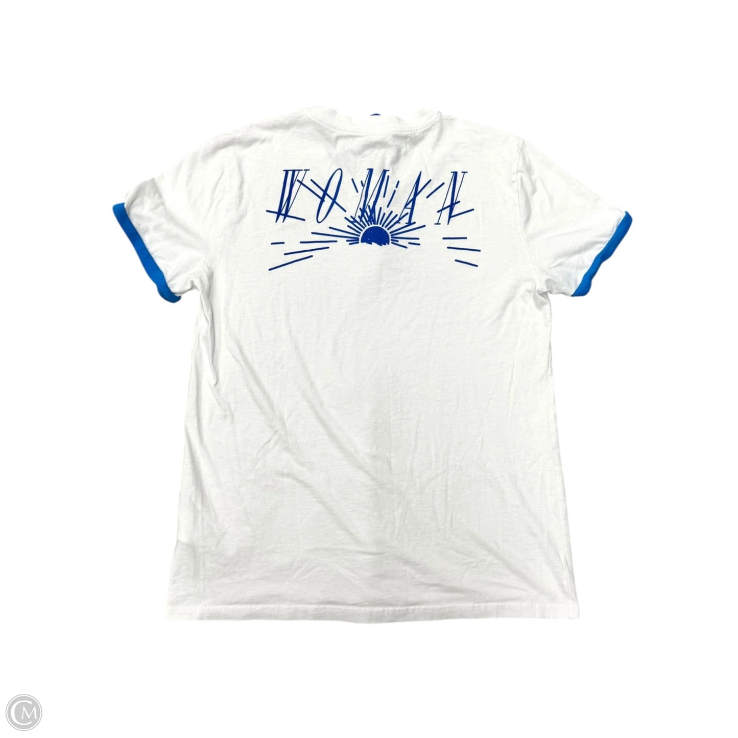 Top Short Sleeve Luxury Designer By Off-white In Blue & White, Size: L