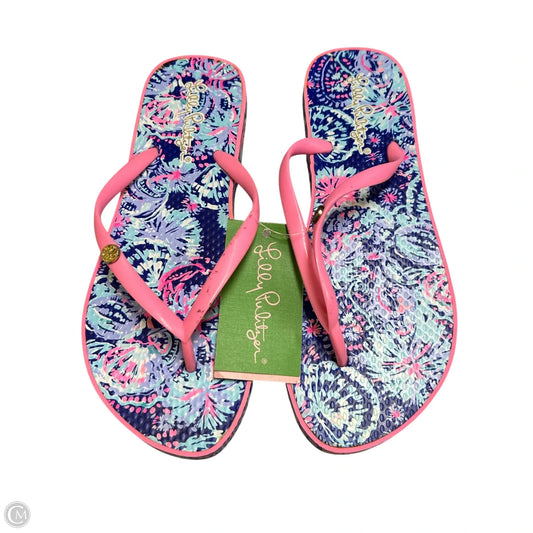 Sandals Designer By Lilly Pulitzer In Blue & Pink, Size: 7.5