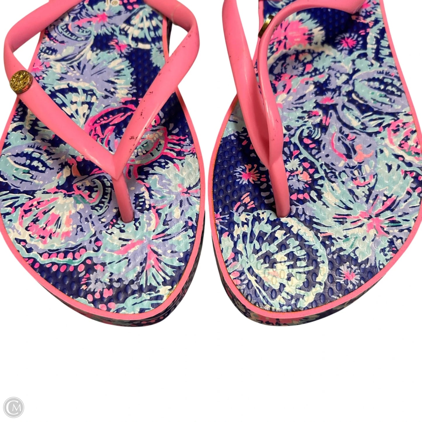 Sandals Designer By Lilly Pulitzer In Blue & Pink, Size: 7.5