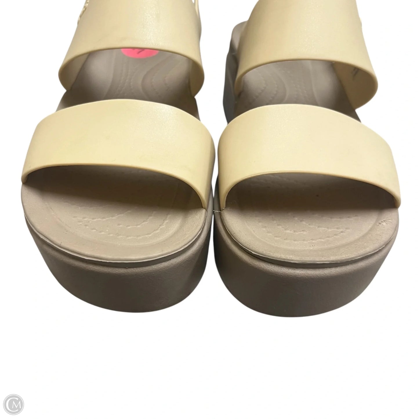Sandals Heels Platform By Crocs In Tan, Size: 7