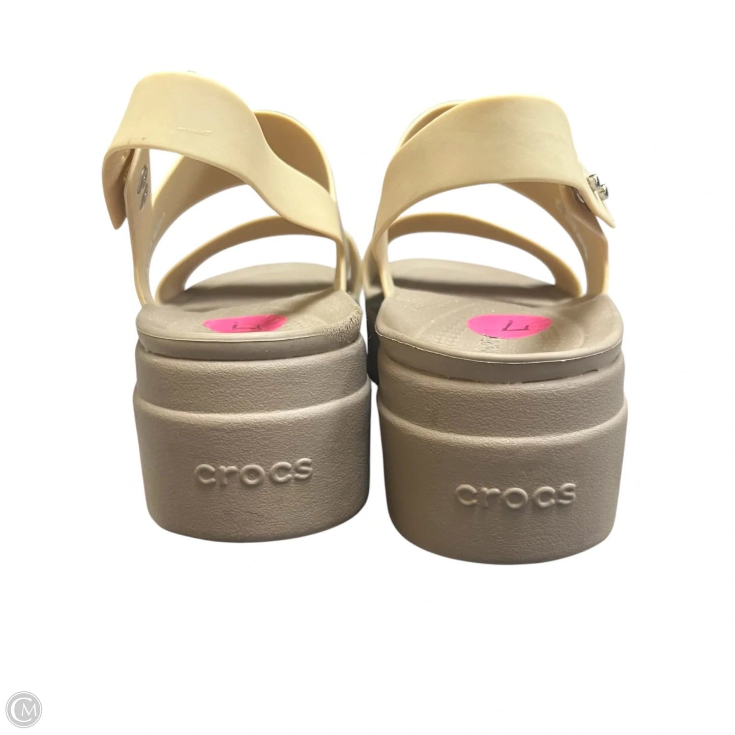 Sandals Heels Platform By Crocs In Tan, Size: 7