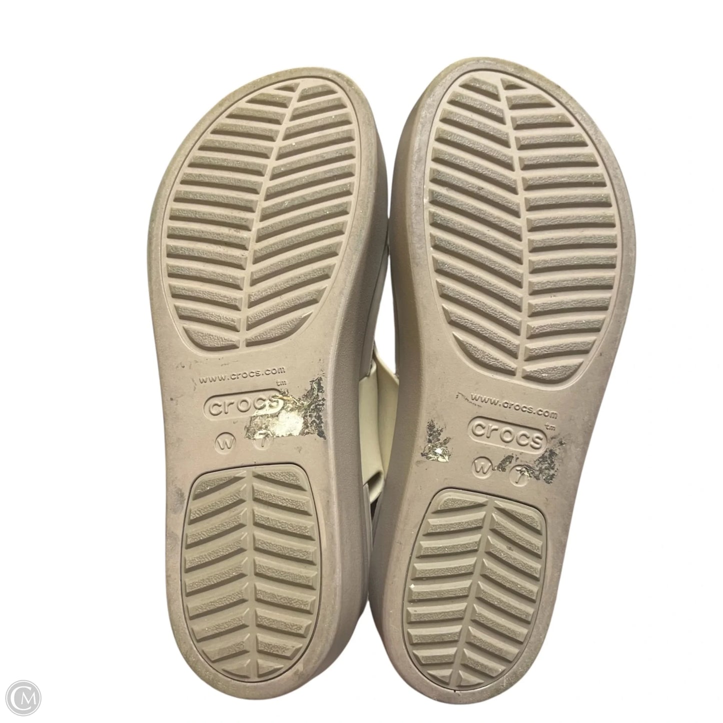 Sandals Heels Platform By Crocs In Tan, Size: 7