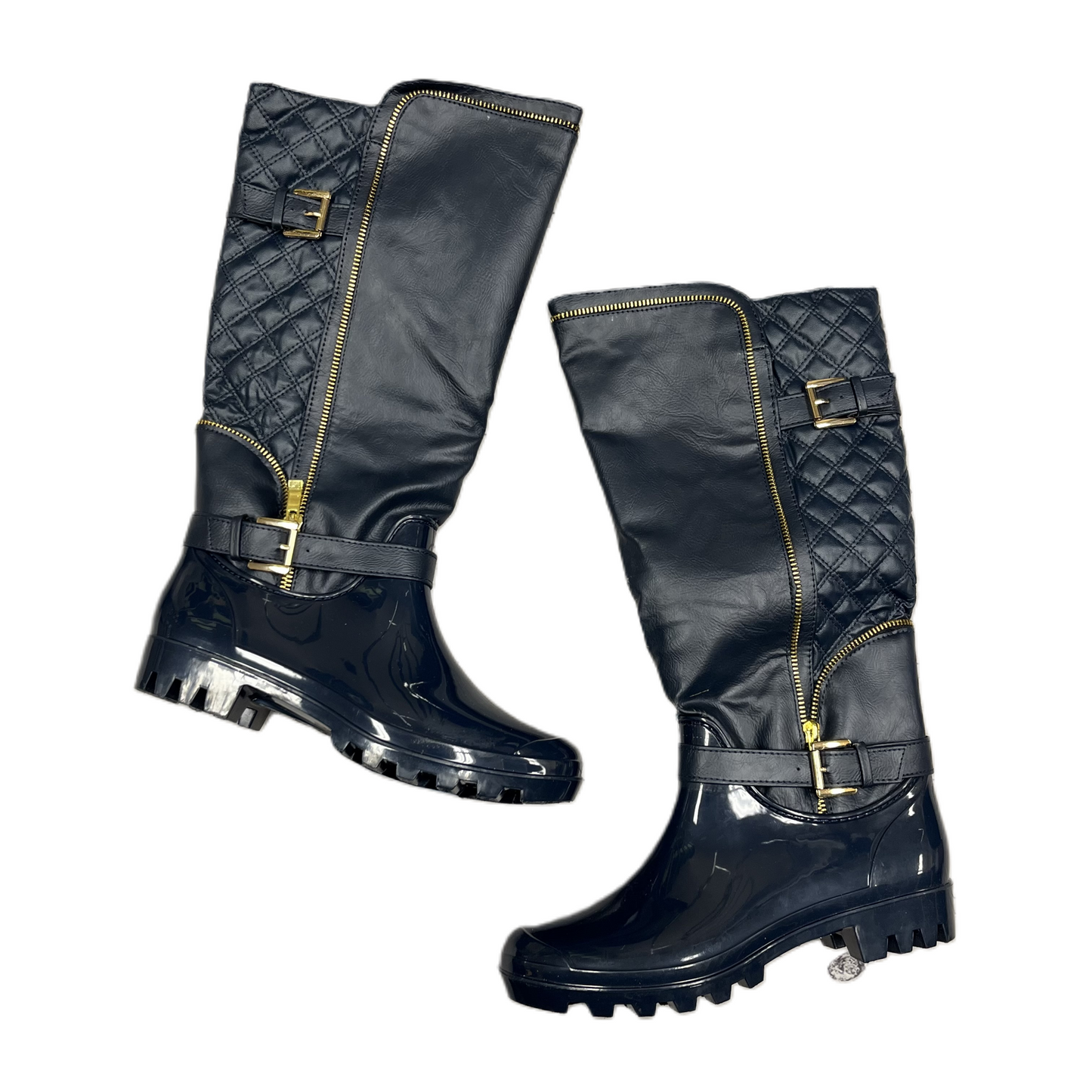 Boots Rain By Henry Ferrara In Navy, Size: 7