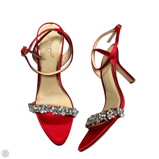 Sandals Heels Stiletto By Badgley Mischka In Red & Silver, Size: 9