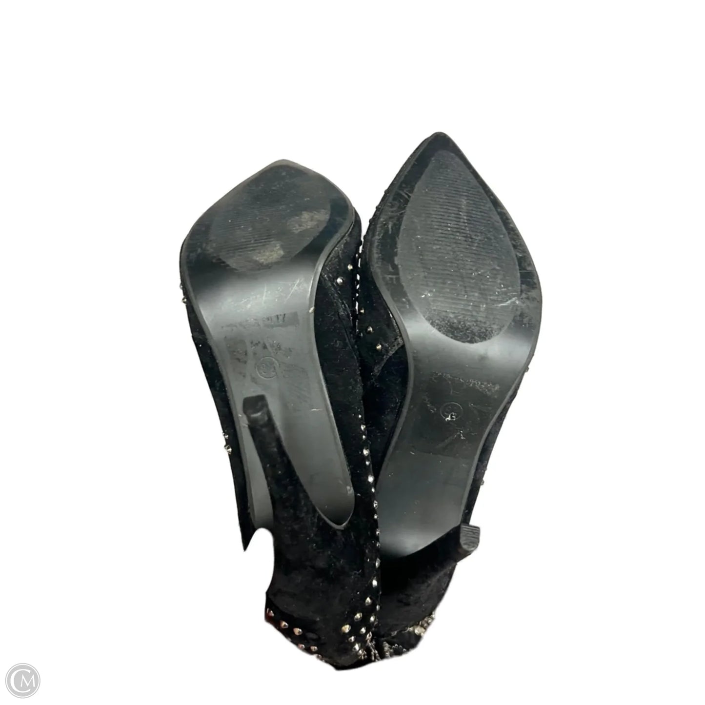 Boots Knee Heels By Lola In Black & Silver, Size: 8.5